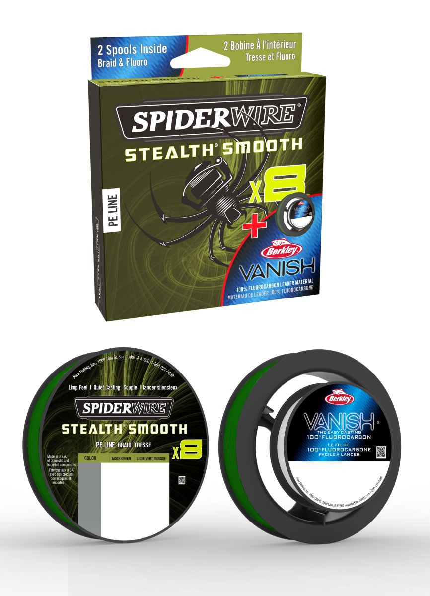 Spiderwire Stealth Smooth 8 Moss Green + Vanish Clear 0.19mm