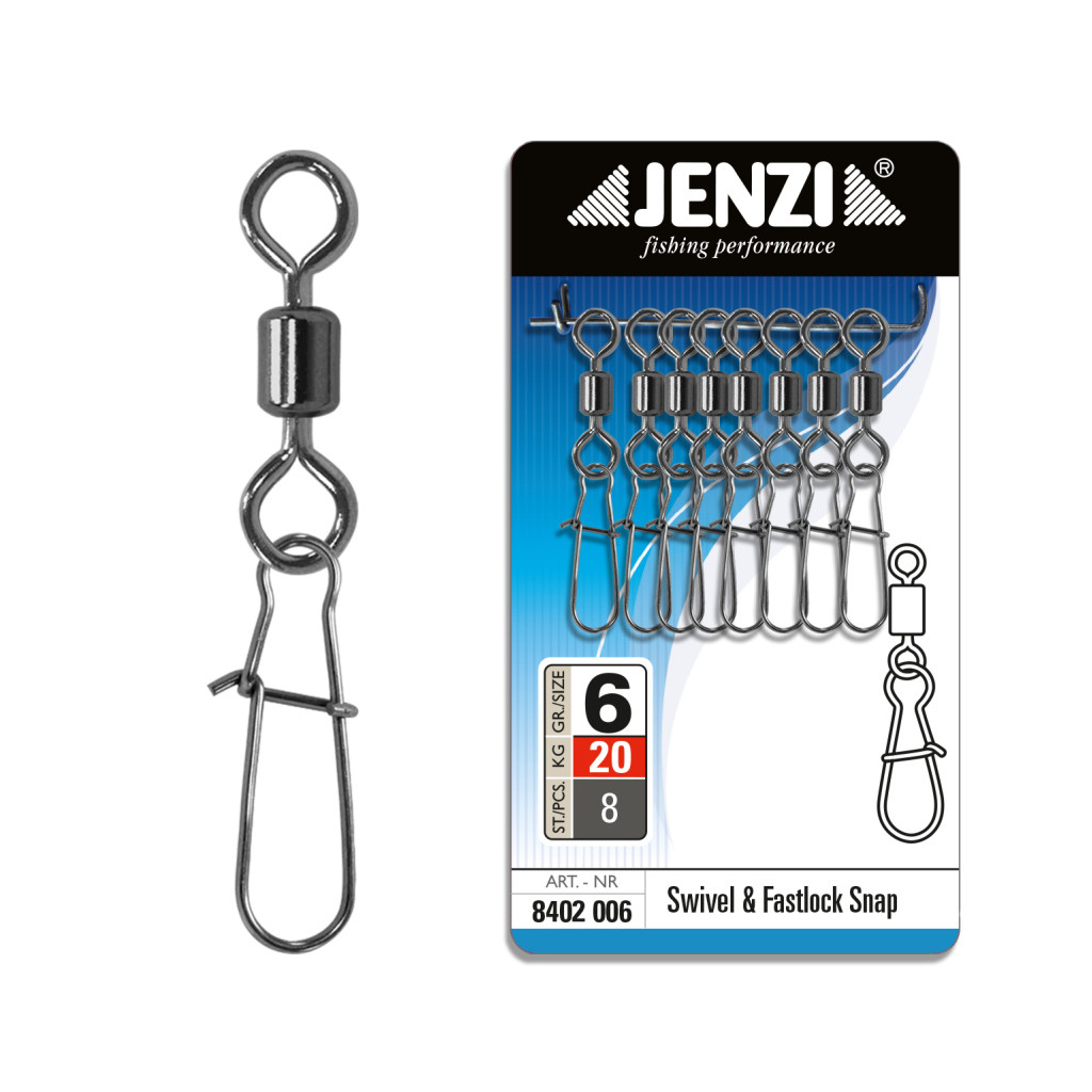 Jenzi Sicherheits-Tönnchen Karabiner Wirbel, Black Nickel, Größe 6