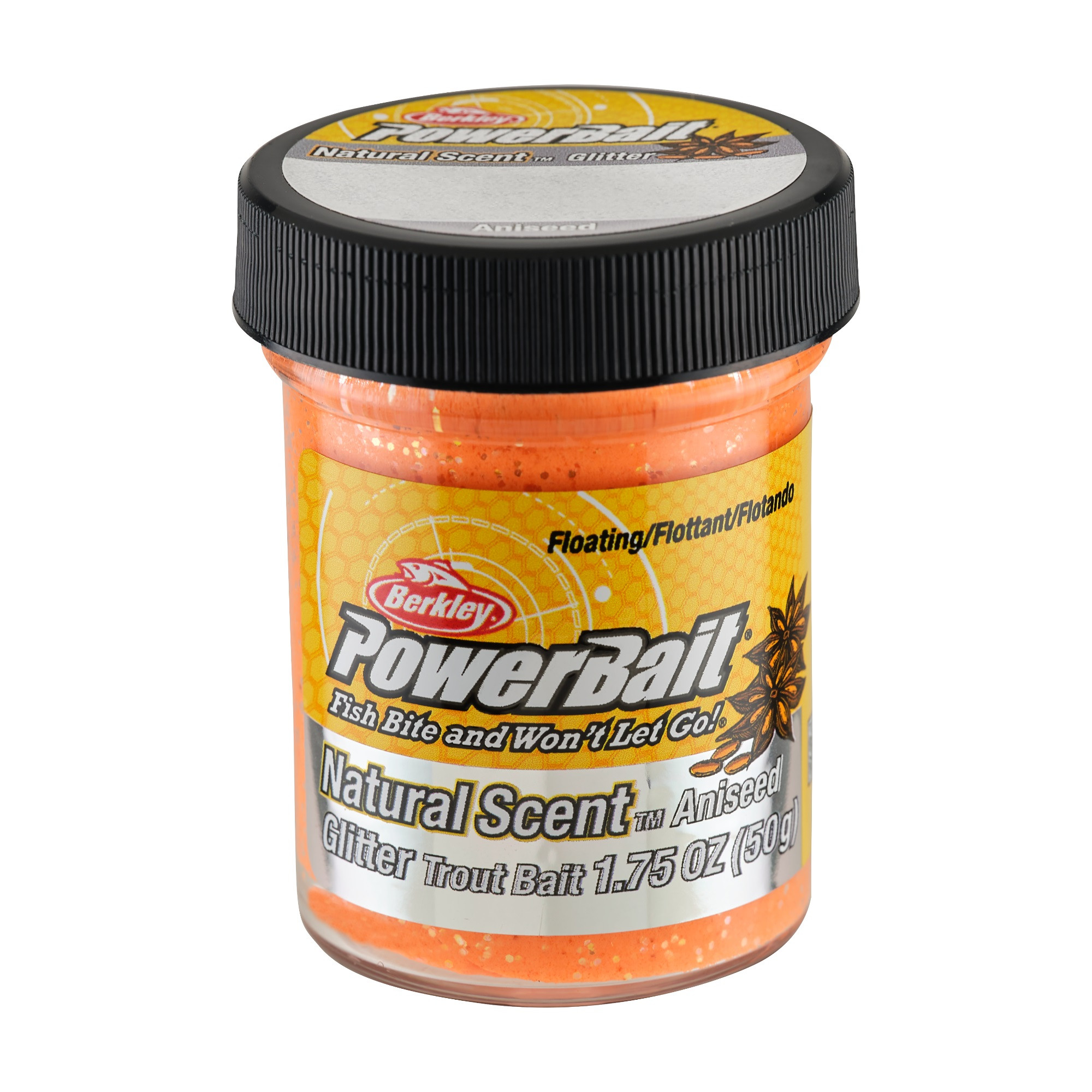 Berkley PowerBait® Natural Glitter Trout Bait Anis Fluorescent Orange